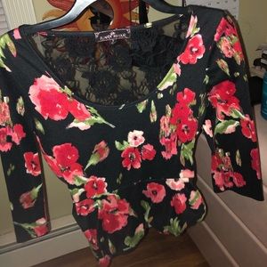 Dressy floral scoop neck shirt